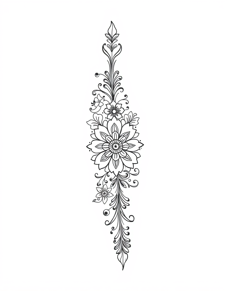 Henna Pattern coloring page - free printable