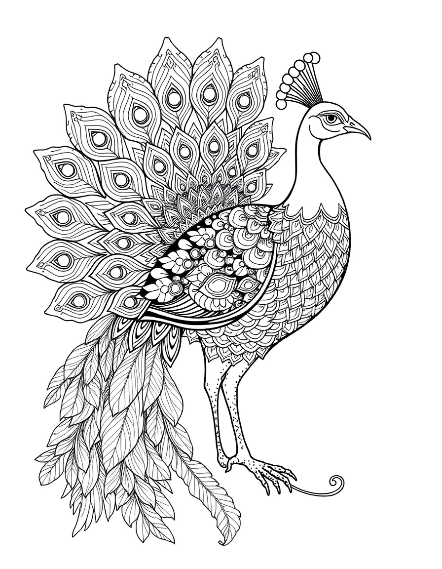 Peacock Feathers coloring page - free printable