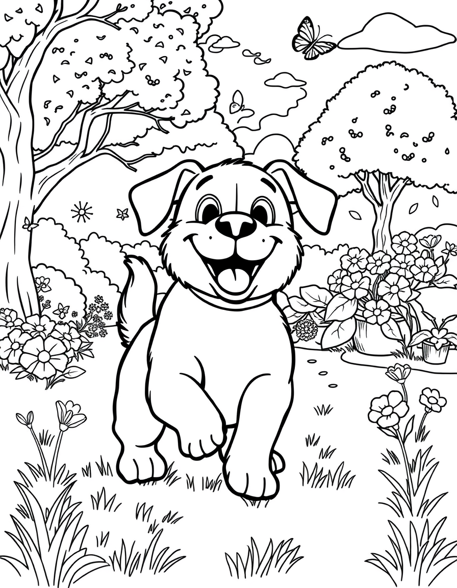 Dog in Park coloring page - free printable