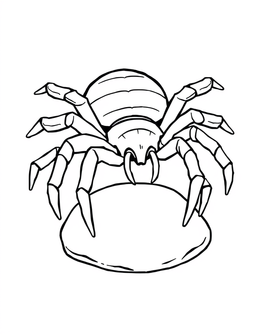 Tarantula Standing on a Flat Rock black and white line art