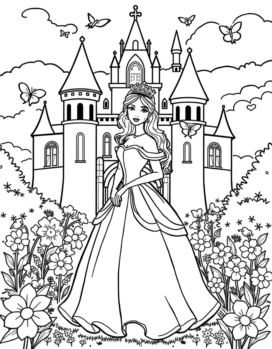 Princess Castle coloring page - free printable