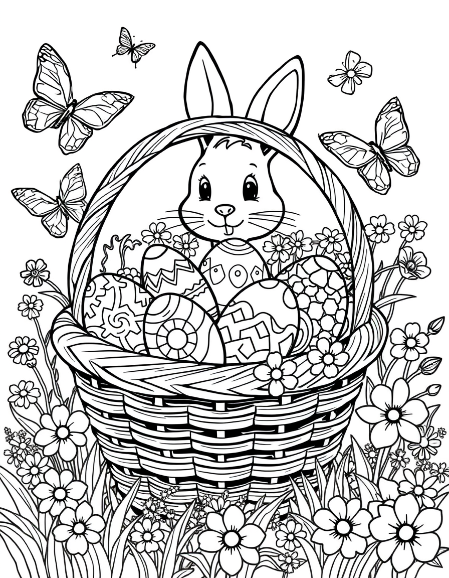 Easter Basket coloring page - free printable