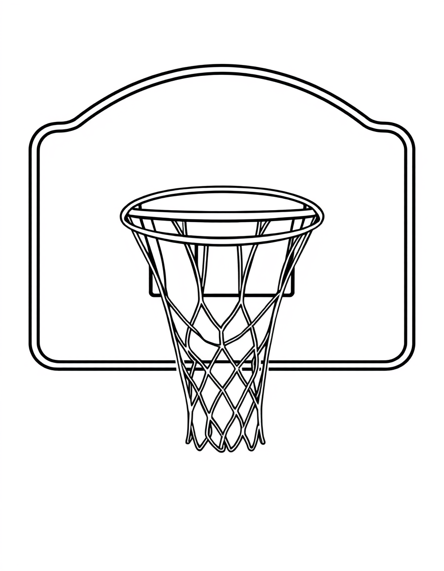 Basketball Hoop With a Net black and white line art