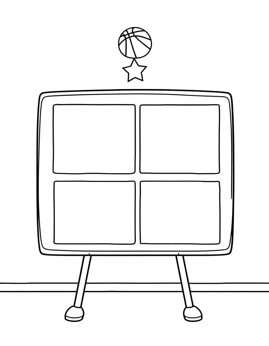 Basketball Scoreboard black and white line art