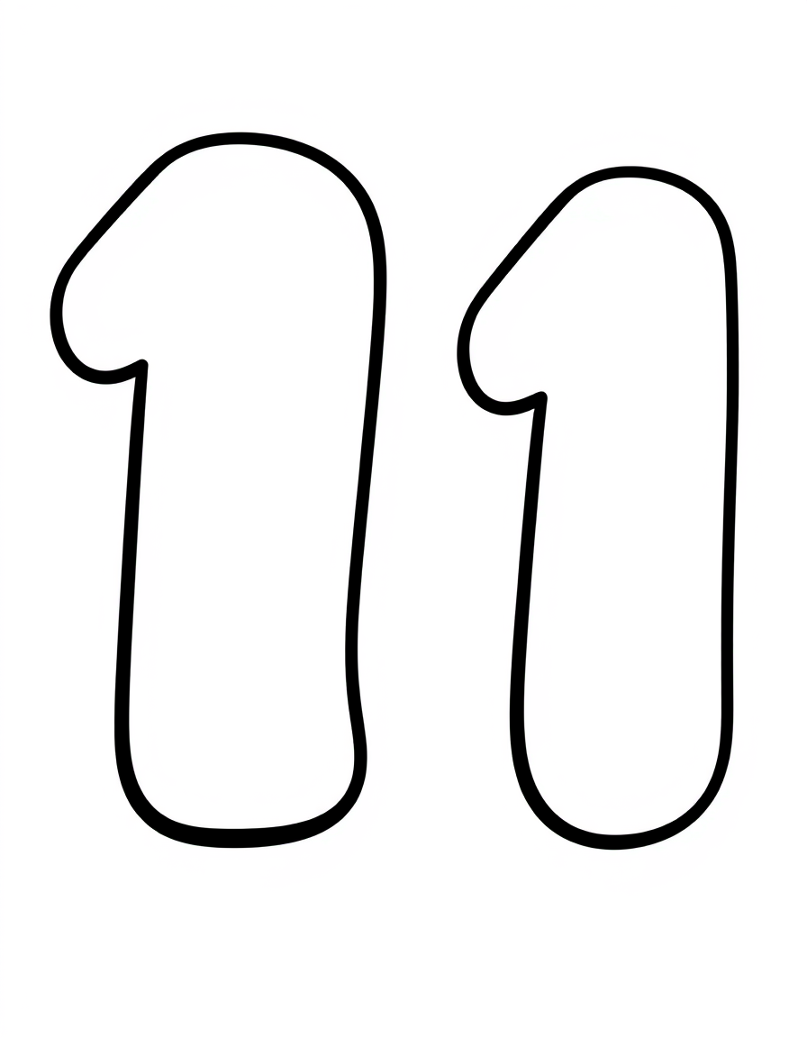 Number 11 black and white line art