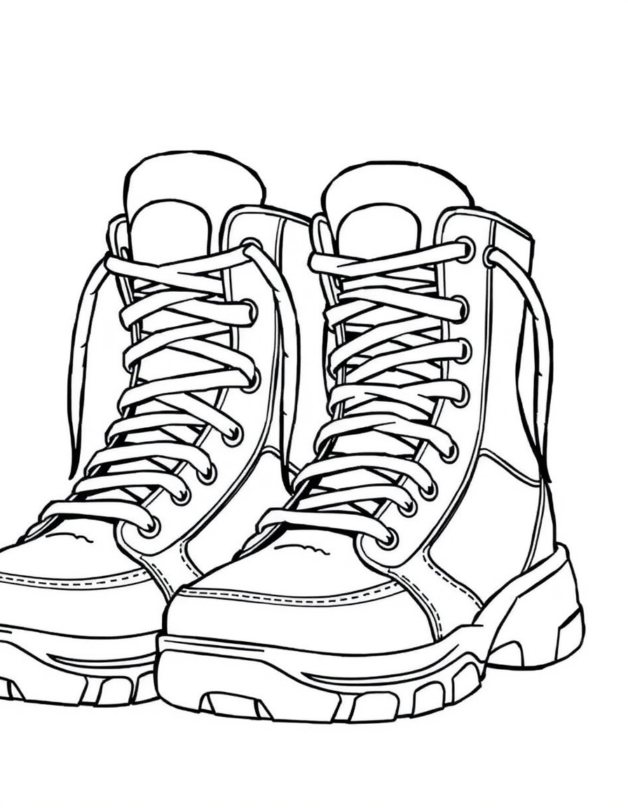 Pair of Basketball Shoes black and white line art