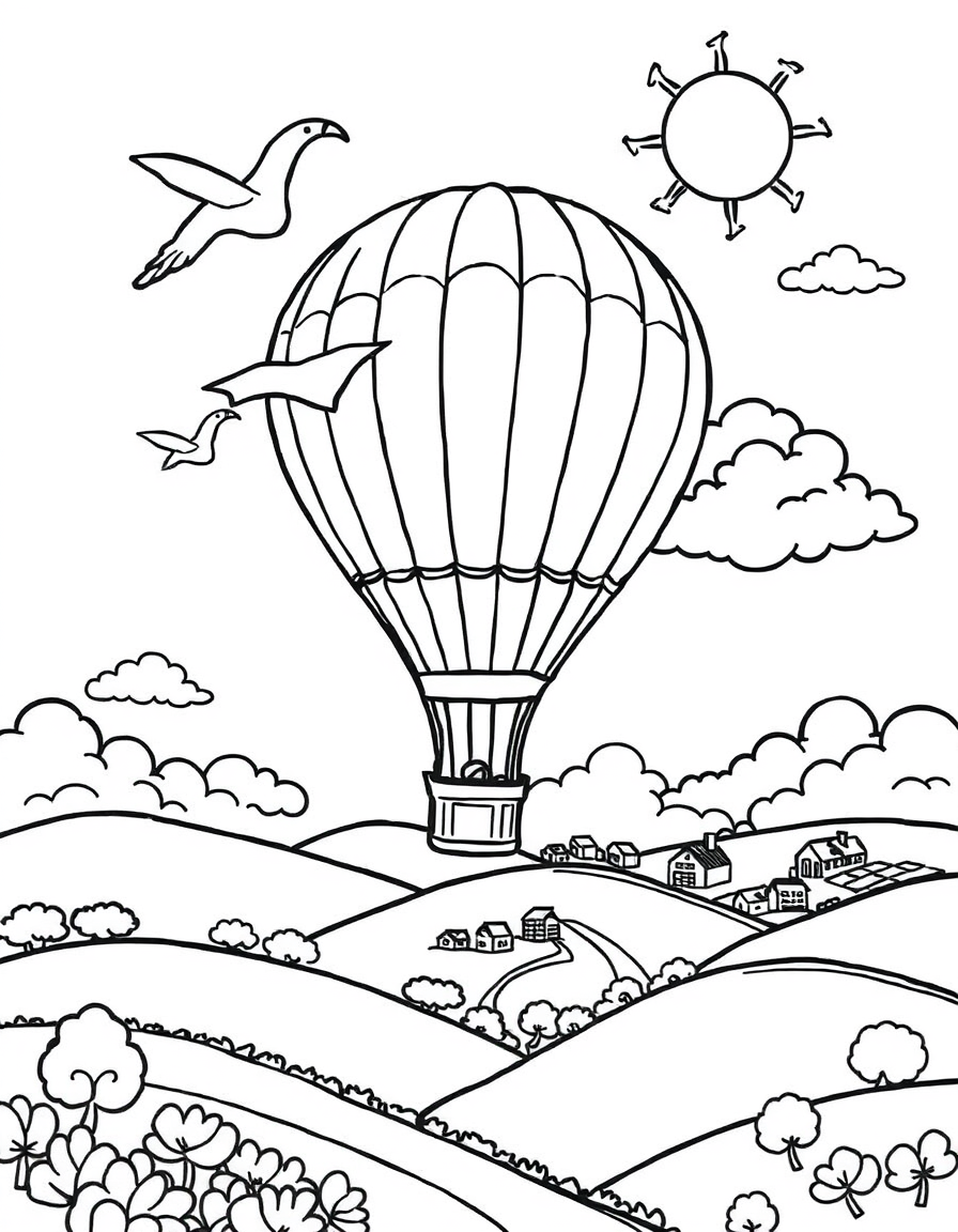 Hot Air Balloon coloring page - free printable