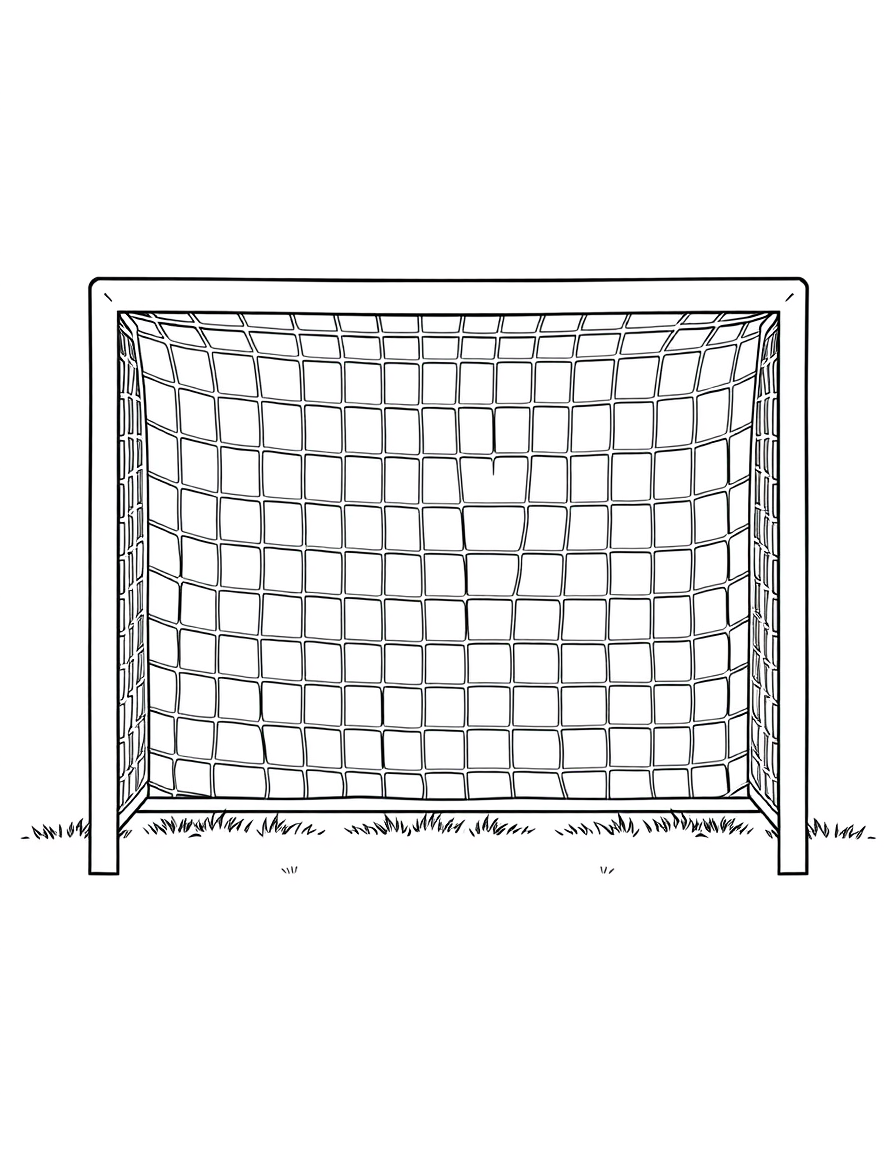 Soccer Goal With a Net black and white line art