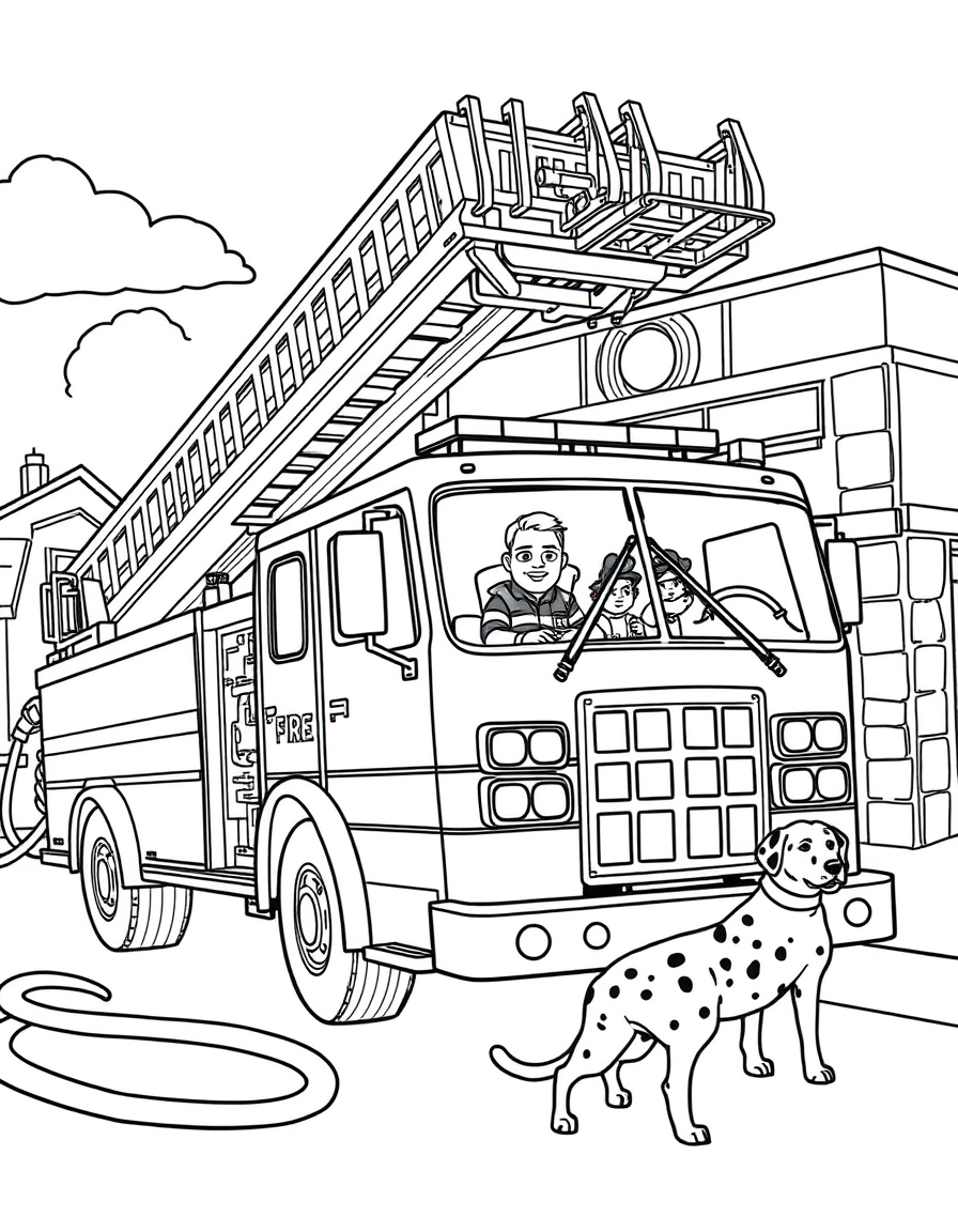 Fire Truck coloring page - free printable