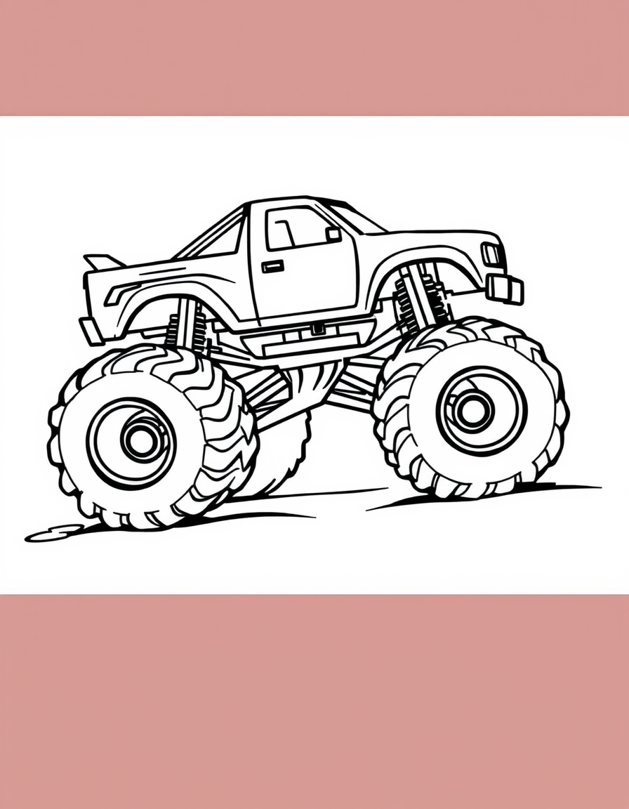 Monster Truck With Oversized Wheels Coloring Page - free printable coloring page