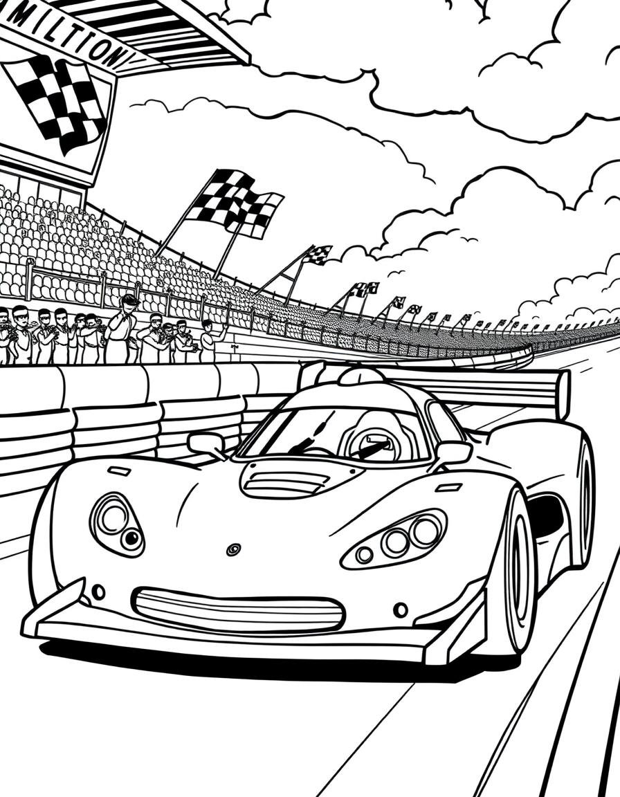 Race Car Track coloring page - free printable