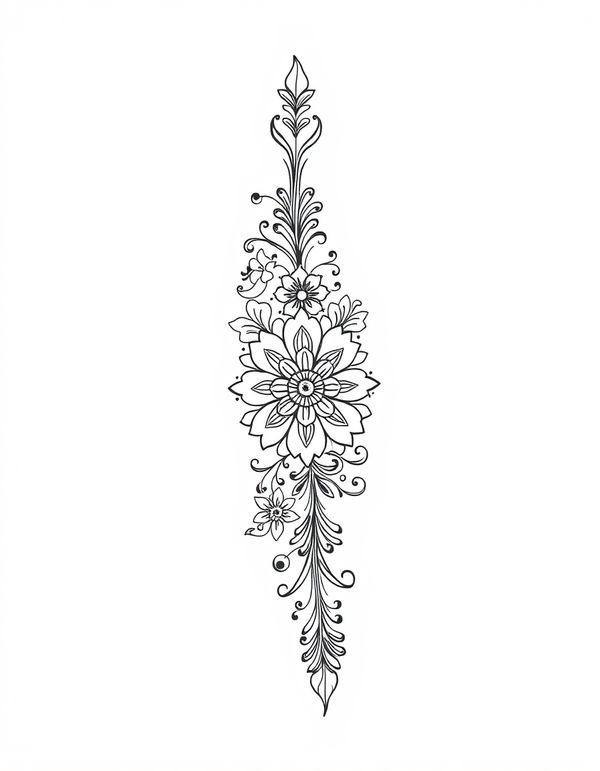 Henna Pattern coloring page - free printable