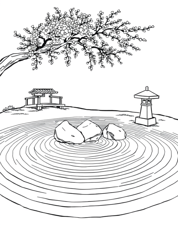 Zen Garden coloring page - free printable
