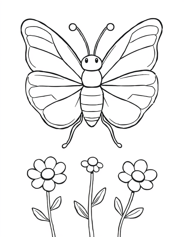 Clouded Yellow Butterfly in Flight - black and white coloring page