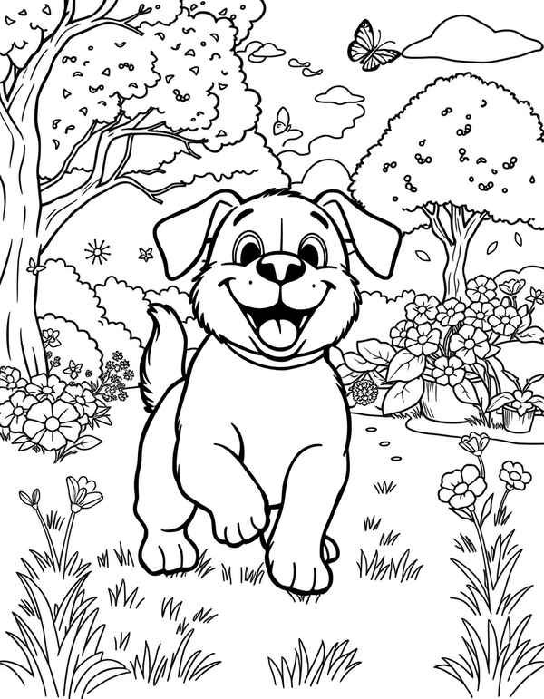 Dog in Park coloring page - free printable