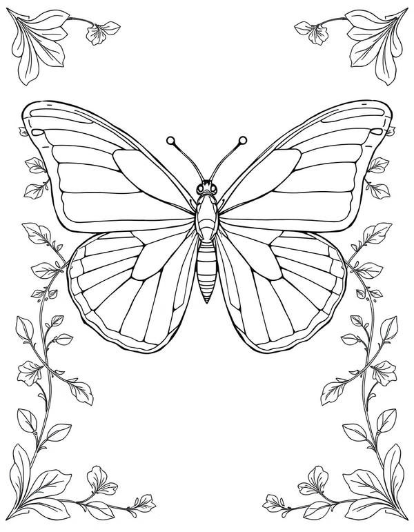 Glasswing Butterfly with Transparent Wings - black and white coloring page