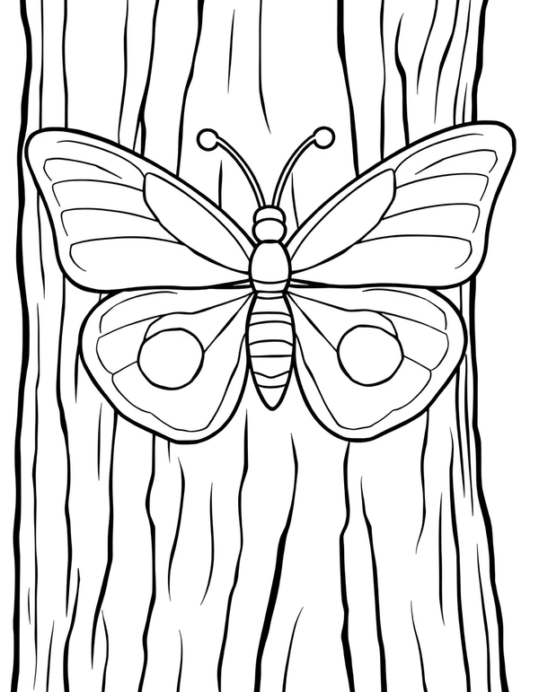 Owl Butterfly with Large Eye Markings - black and white coloring page