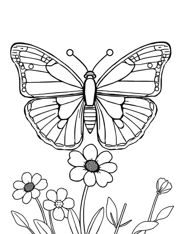 Red Admiral Butterfly with Bold Wing Colors - black and white coloring page