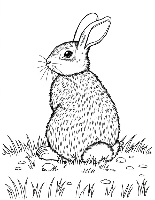 Rex Rabbit With Dense Velvety Coat - black and white coloring page