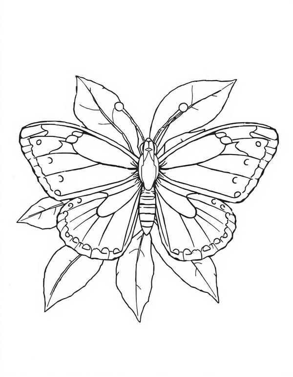 Small Tortoiseshell Butterfly with Colorful Wings - black and white coloring page