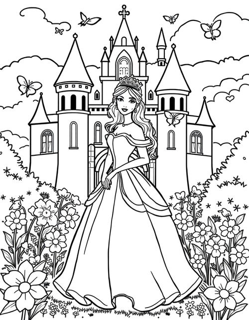 Princess Castle coloring page - free printable