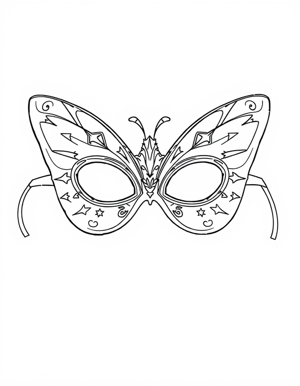 Superhero Mask black and white line art