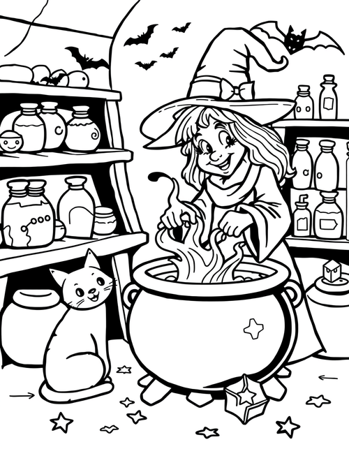 Witch Magic coloring page - free printable