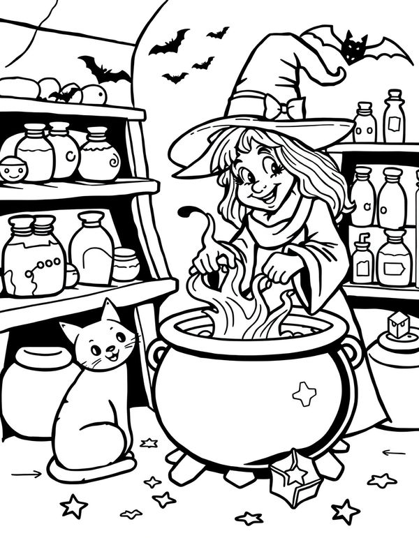Witch Magic coloring page - free printable