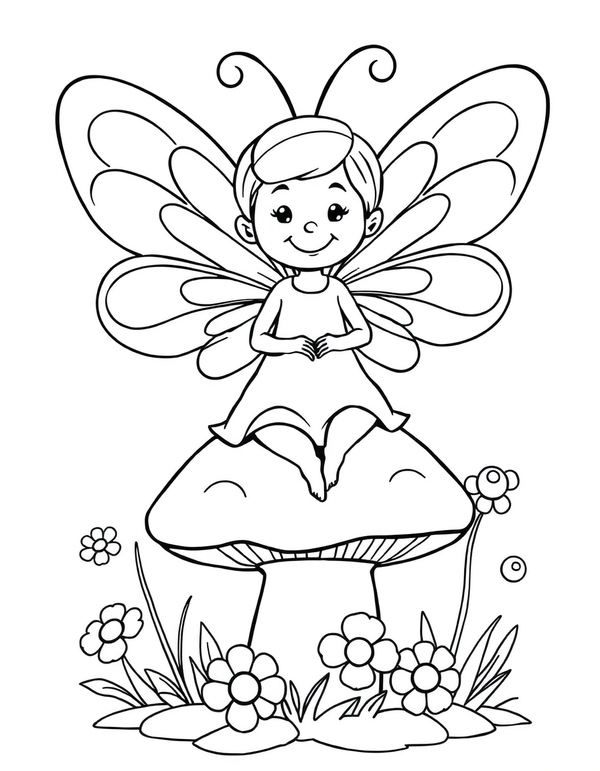 Fairy in Flowers coloring page - free printable