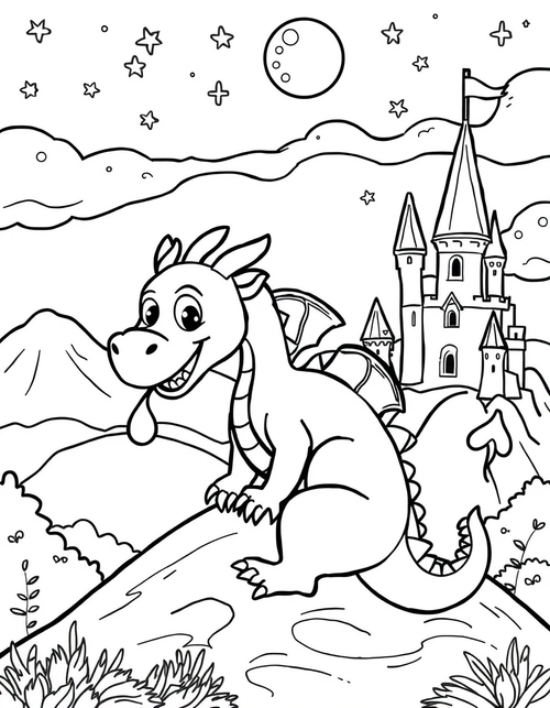 Friendly Dragon coloring page - free printable