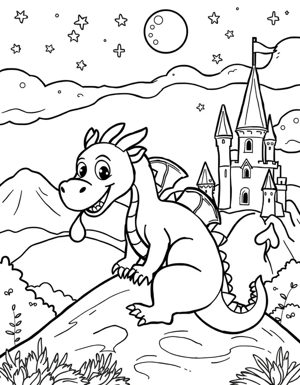 Friendly Dragon coloring page - free printable