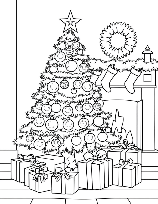 Christmas Tree coloring page - free printable
