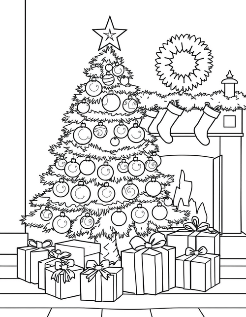 Christmas Tree coloring page - free printable