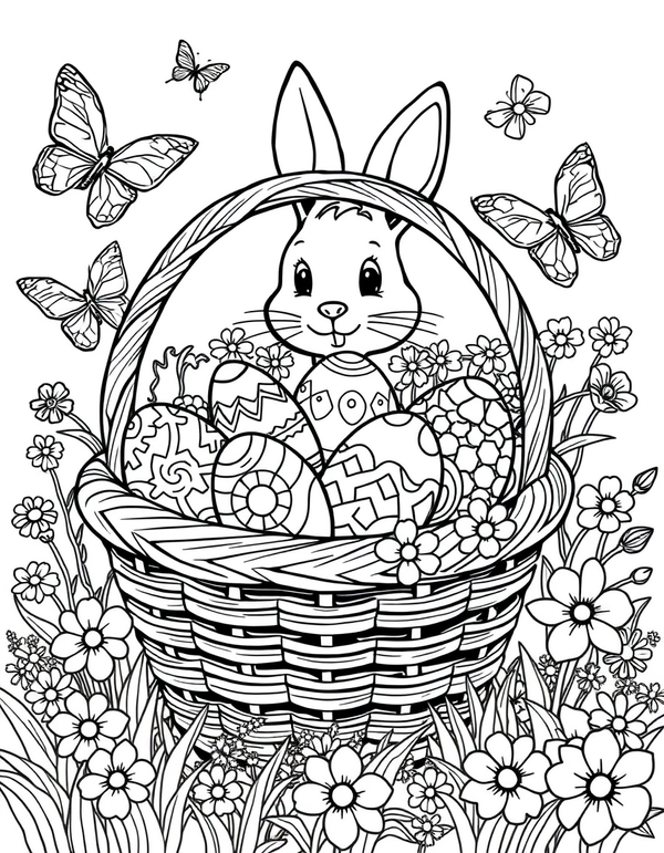Easter Basket coloring page - free printable
