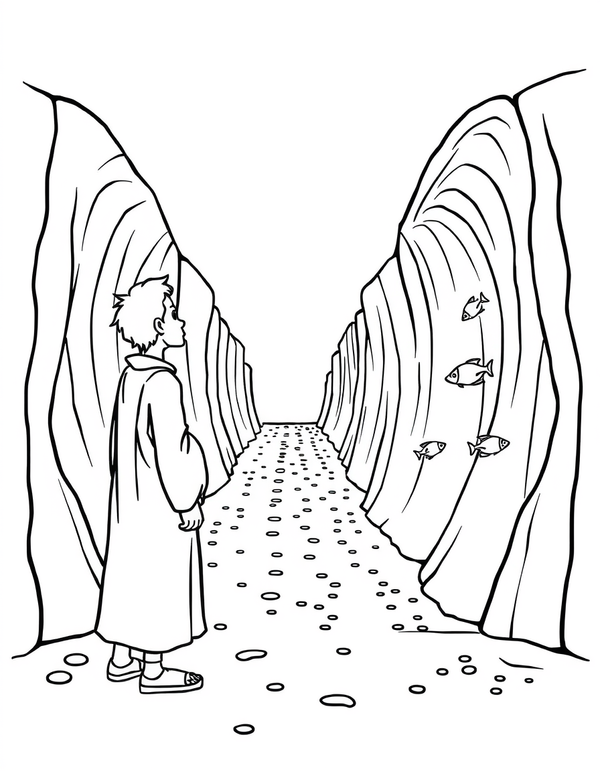 Moses Parting the Red Sea Coloring Page coloring page