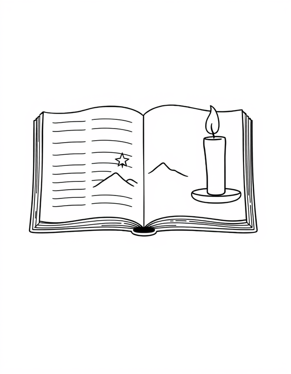 Open Bible With a Candle Coloring Page coloring page