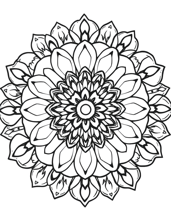Floral Mandala Easy coloring page - free printable