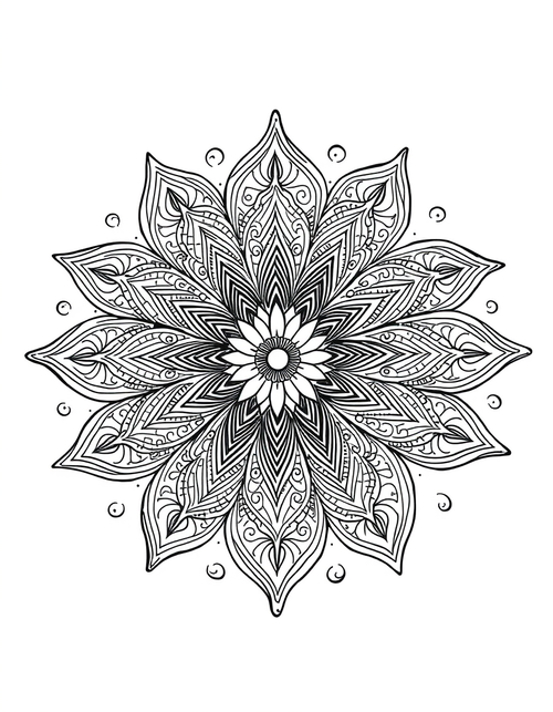 Lotus Mandala With Henna Inspired Scrollwork Patterns Coloring Page - free printable coloring page