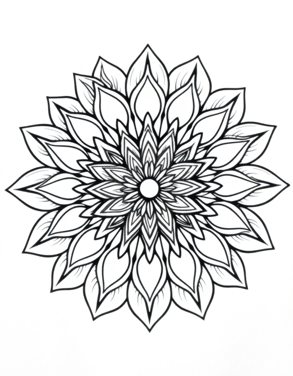 Lotus Mandala coloring page - free printable