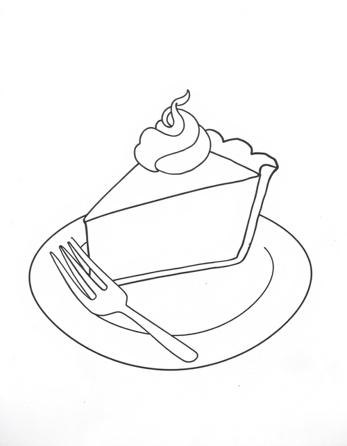 Slice Of Pumpkin Pie black and white line art