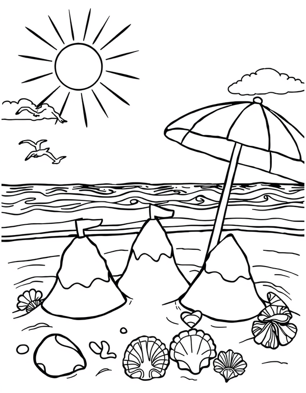 Summer Beach coloring page - free printable