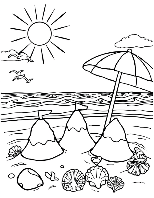 Summer Beach coloring page - free printable