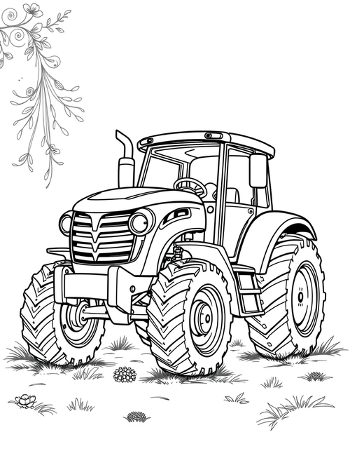 Cute Mini Tractor With Big Wheels - Free printable coloring page