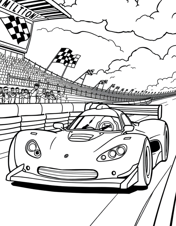 Race Car Track coloring page - free printable