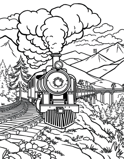 Steam Train coloring page - free printable