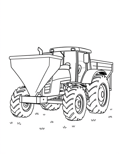 Tractor With A Seed Spreader Attachment - Free printable coloring page